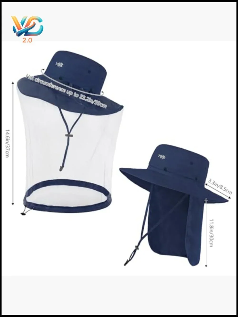 UPF 50+ Mosquito Sun Hat with Hidden Head Net and Neck Flap